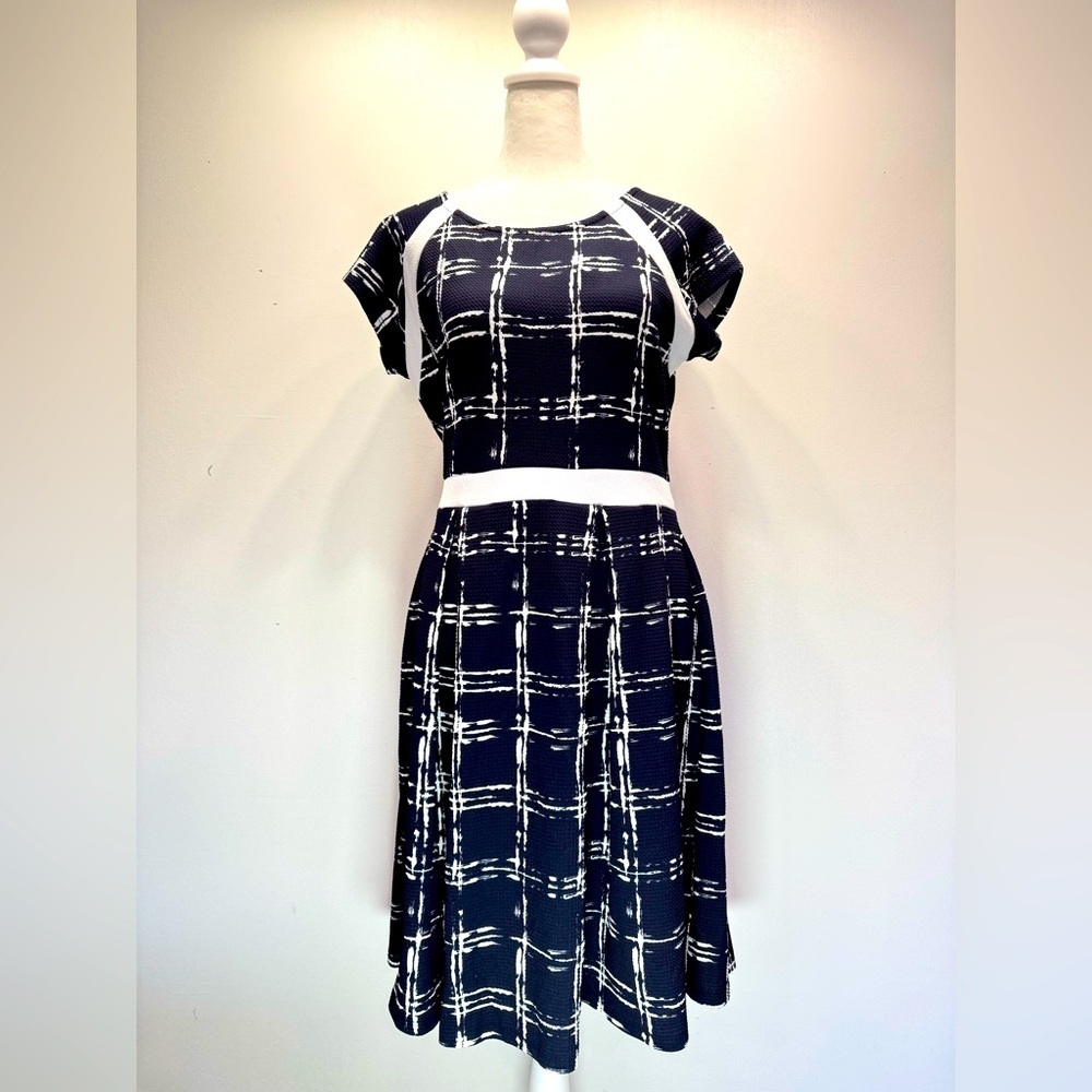 Navy and White Dress Squares White Trim ModCloth by Gilli Lightweight Pleated